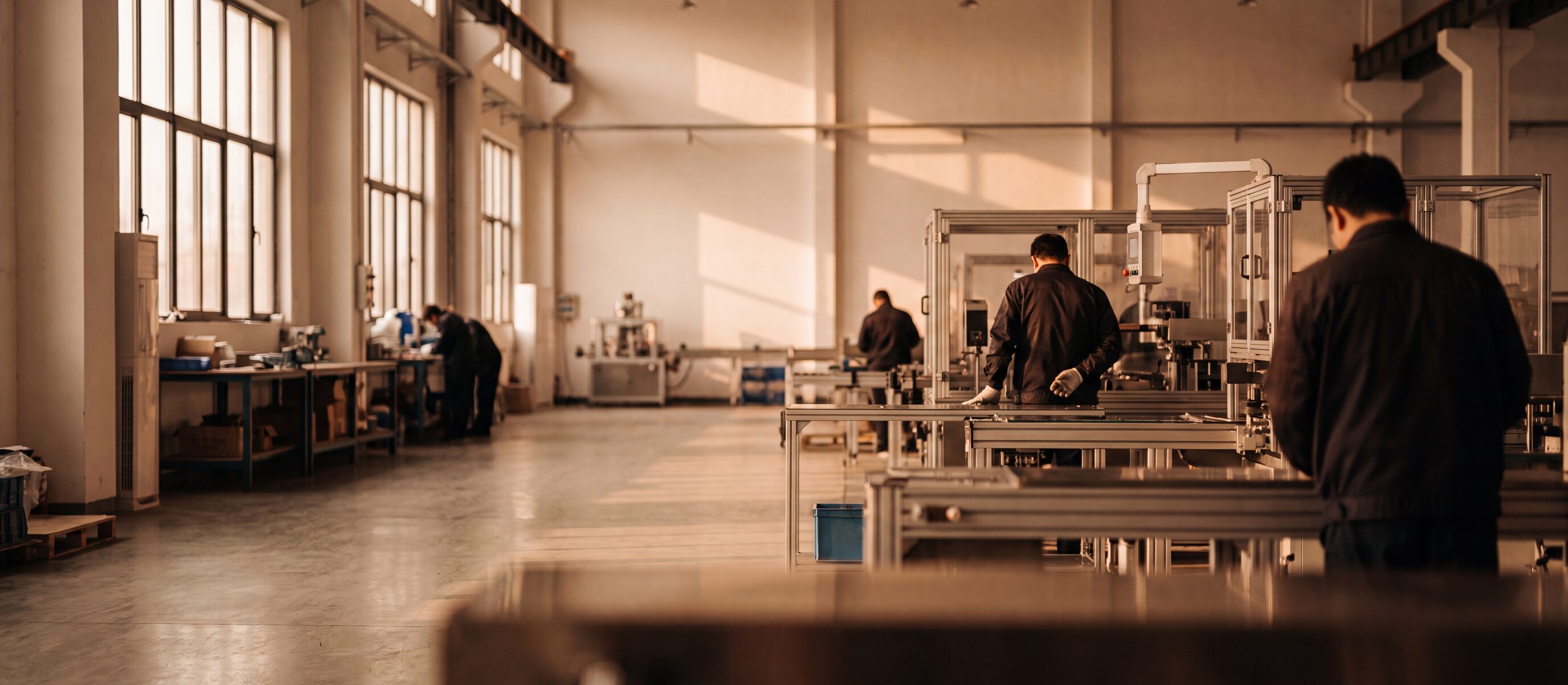 Staff working across a modern production facility