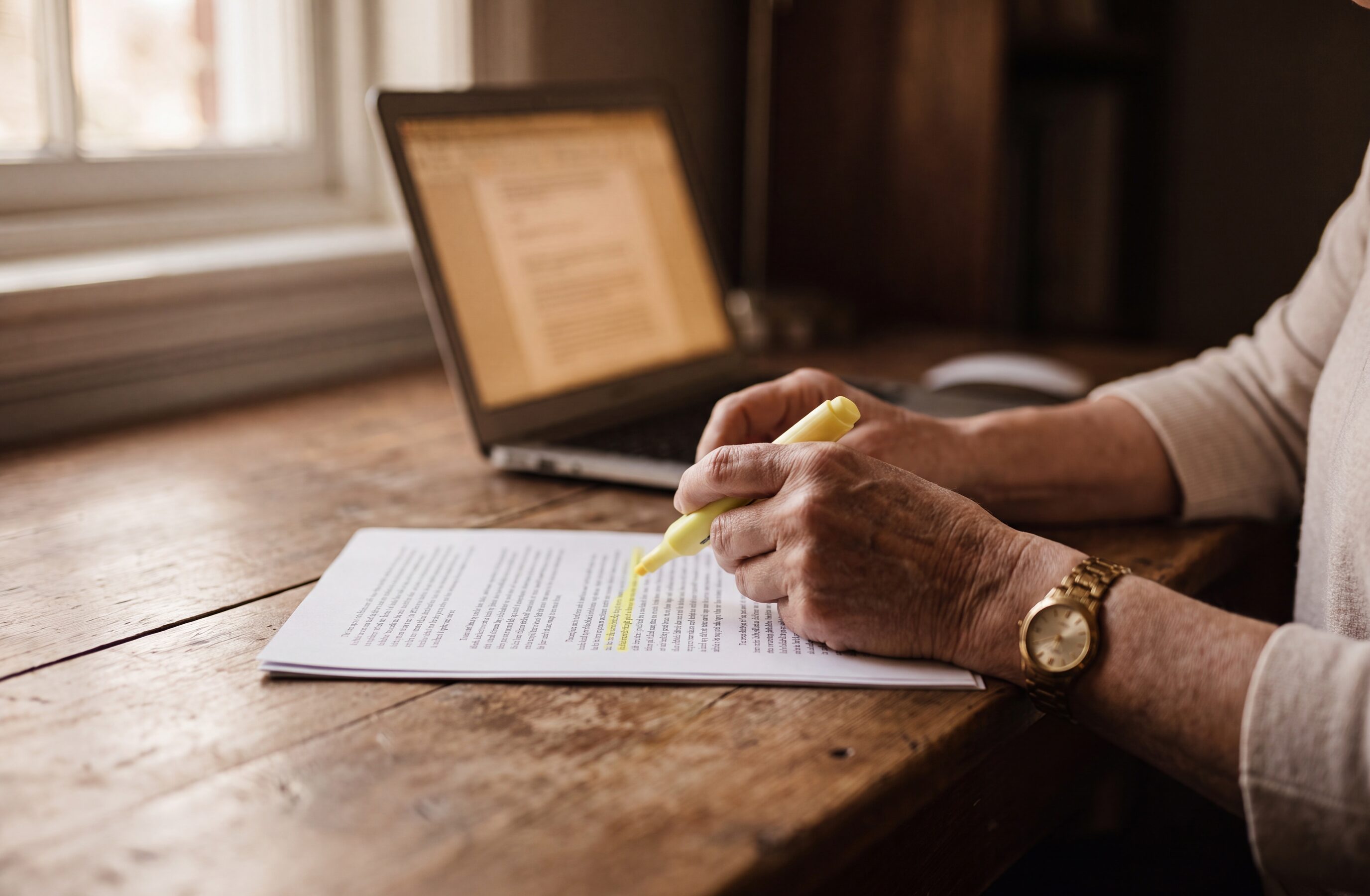 CV being marked with a highlighter