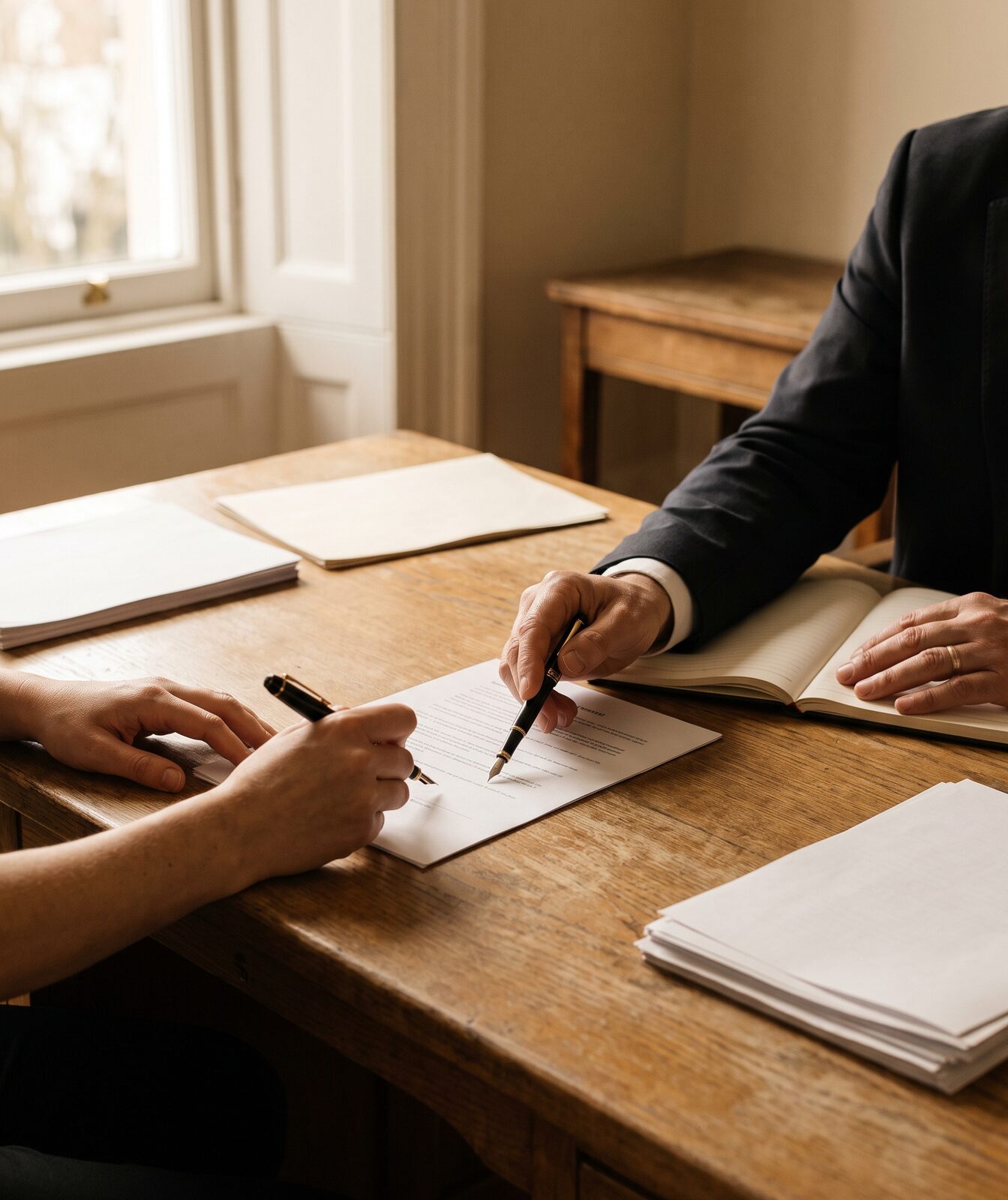 Advisor guiding a client through paperwork